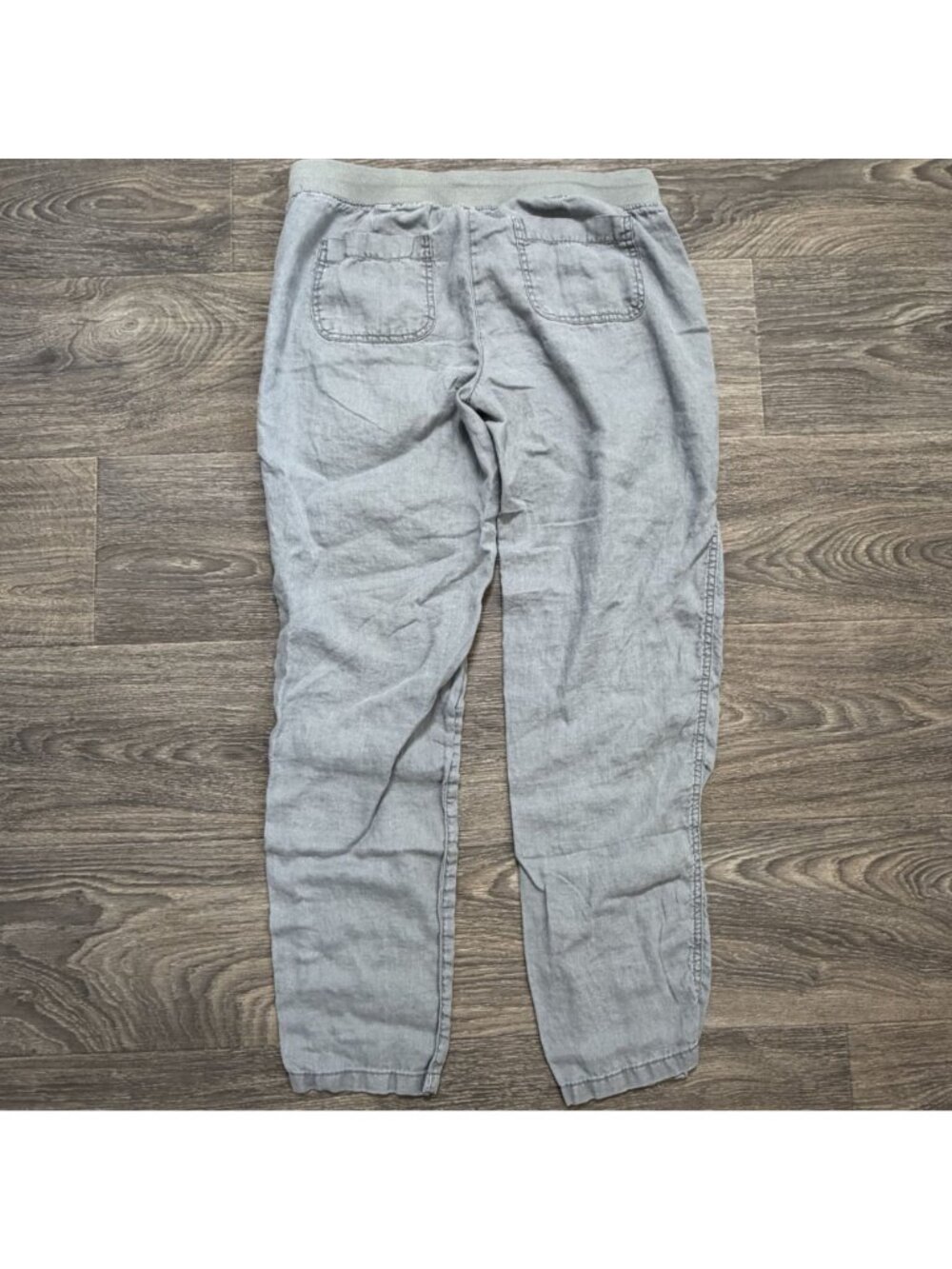 Lou & Grey Linen Pants Small Gray Elastic Waist Pockets Lightweight Casual - Picture 3 of 9